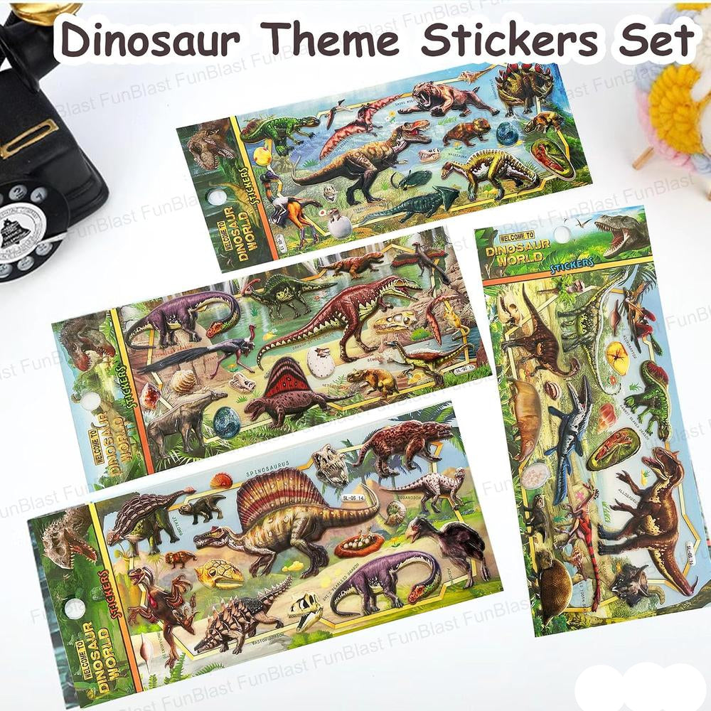 FunBlast Dinosaur Puffy Stickers for Kids | 3D Kawaii Foam Stickers for Boys & Girls | 80 Pieces