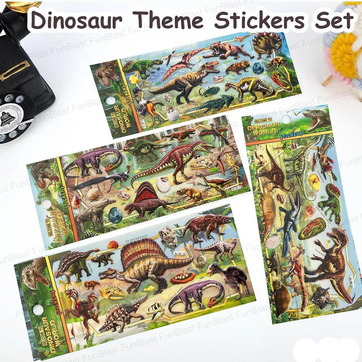 FunBlast Dinosaur Puffy Stickers for Kids | 3D Kawaii Foam Stickers for Boys & Girls | 80 Pieces
