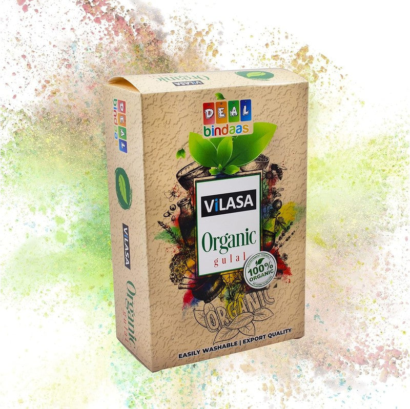 Vilasa Holi Organic Gulal (Pack of 1 = 200gm, 4pcs X 50gm )