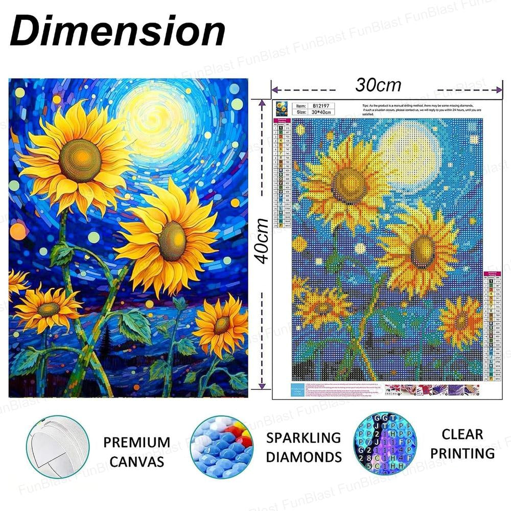 FunBlast 5D Sunflower Diamond Painting Kit | DIY Art & Craft Set  for Kids & Adults