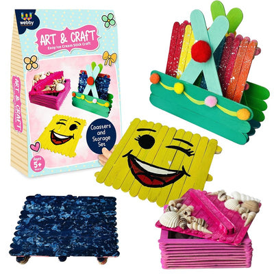 DIY Art and Craft Wooden Coaster & Storage Box Build and Paint Activity Kit, Return Gift for Kids