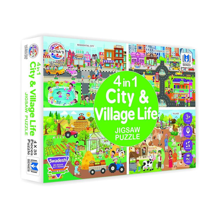 Ratna's 4 in 1 -City & Village Life Jigsaw Puzzle