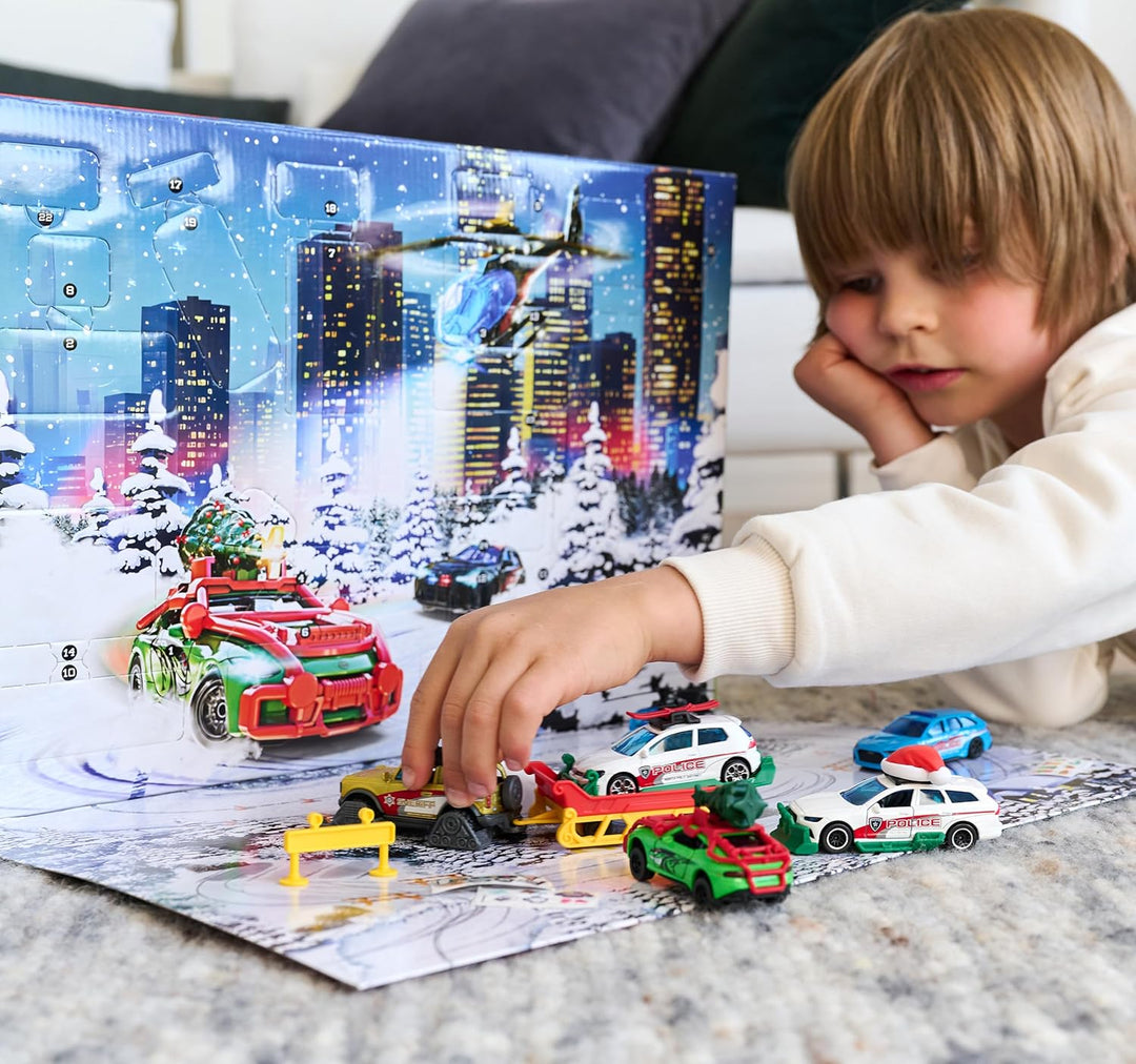Majorette Car Advent Calendar 2025 - 24 Surprises, 8 Metal Vehicles & 16 Accessories