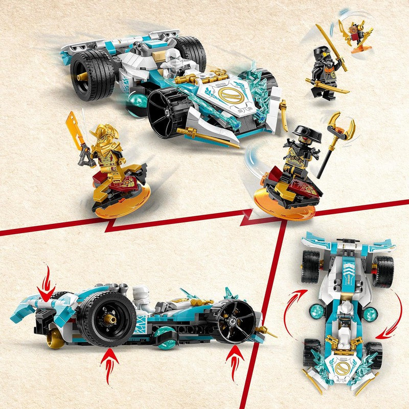 LEGO NINJAGO Zane's Dragon Power Spinjitzu Race Car 71791 Building Toy Set (307 Pcs)