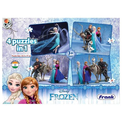 Frank Disney Frozen 4-in-1 Jigsaw Puzzle Set for Kids | Colourful Disney Princess Puzzles