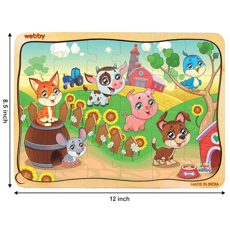 The Animals In The Garden Wooden Jigsaw Puzzle, 24Pcs