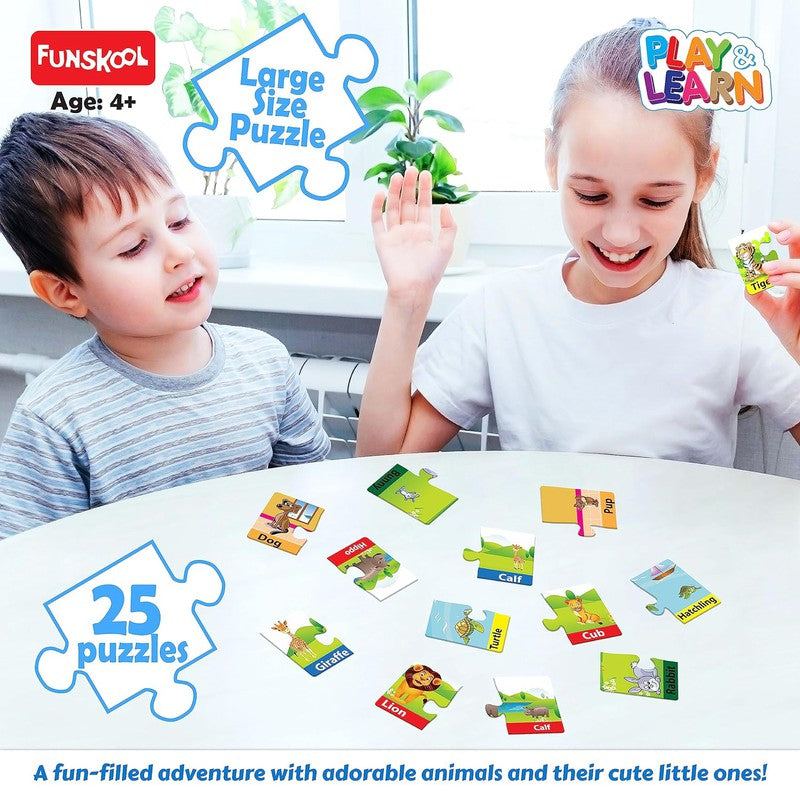 Original Funskool Play & Learn 25 Pcs Animals & Their Babies Puzzle