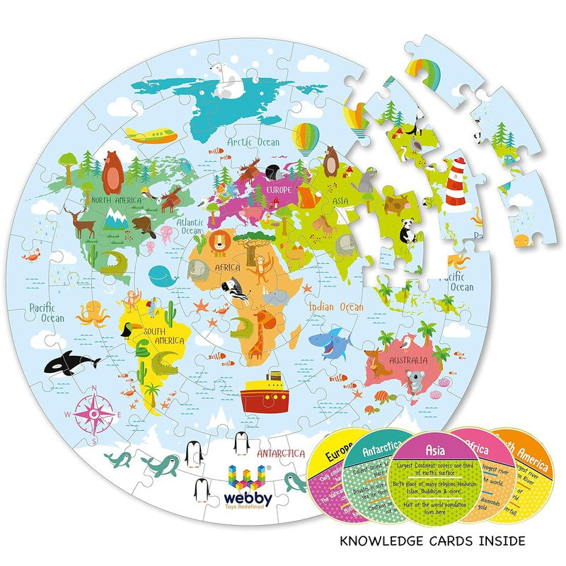 Amazing India Map Jigsaw Floor Puzzle 60 Pcs with 4 Double Sided Flashcards