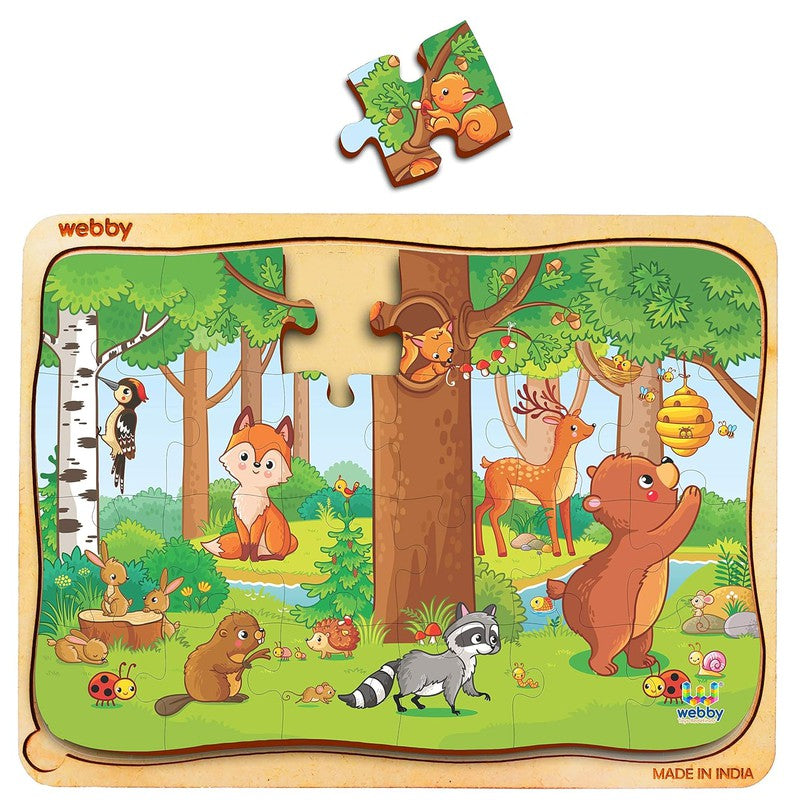 Playful Animals Wooden Jigsaw Puzzle, 24pcs