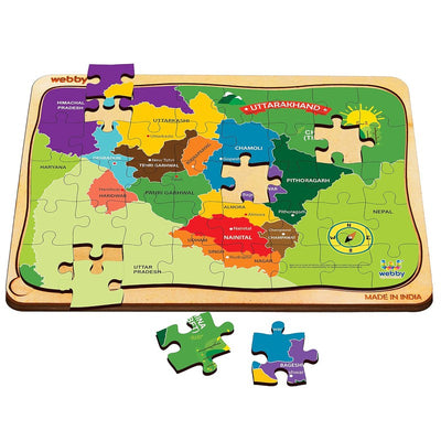 Uttarakhand Map Wooden Jigsaw Puzzle, 40pcs