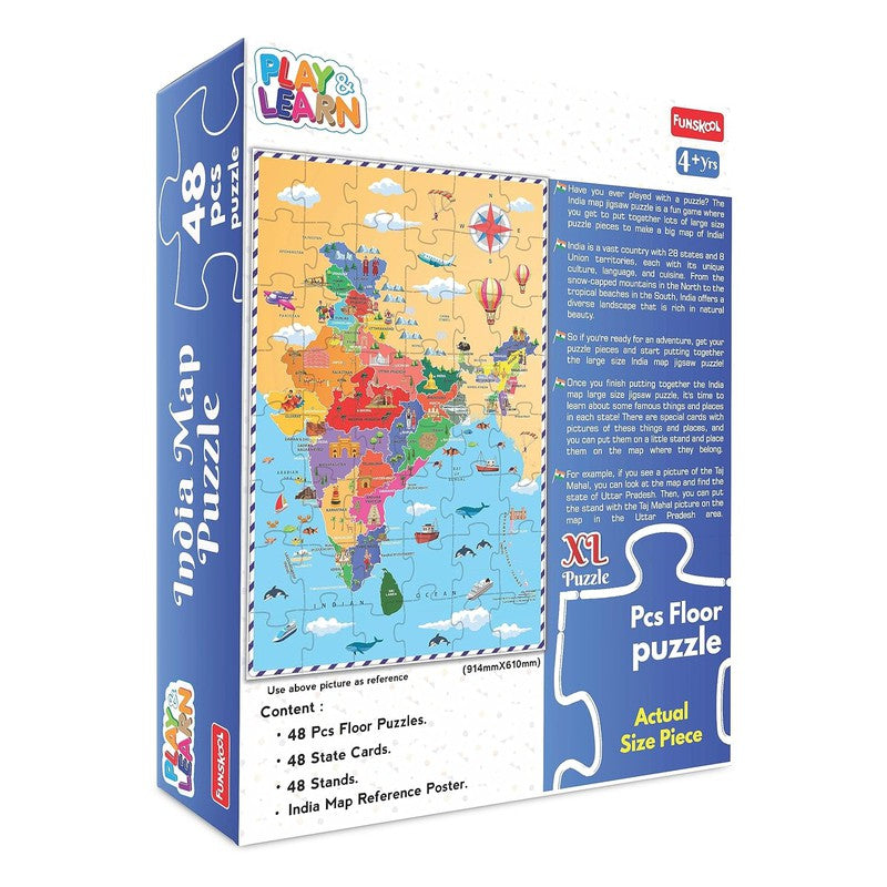 Original Funskool Play & Learn India Map 48 Pcs Puzzle