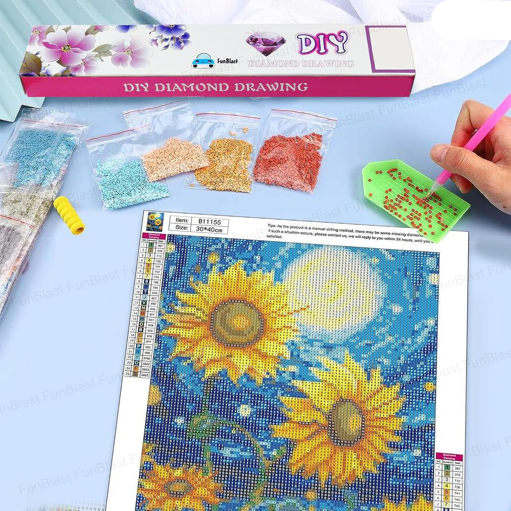FunBlast 5D Sunflower Diamond Painting Kit | DIY Art & Craft Set  for Kids & Adults