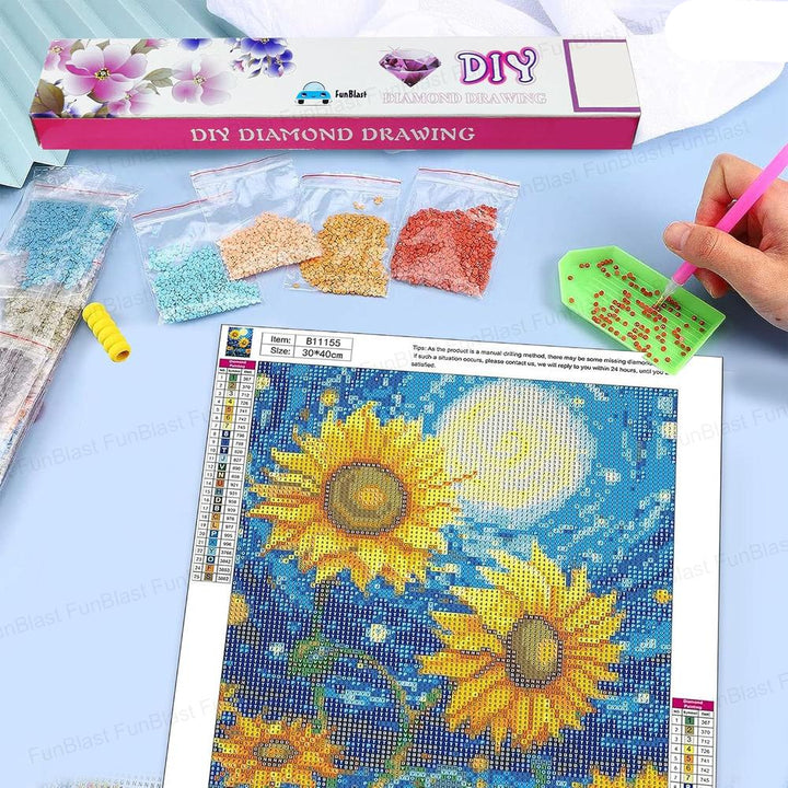 FunBlast 5D Sunflower Diamond Painting Kit | DIY Art & Craft Set  for Kids & Adults