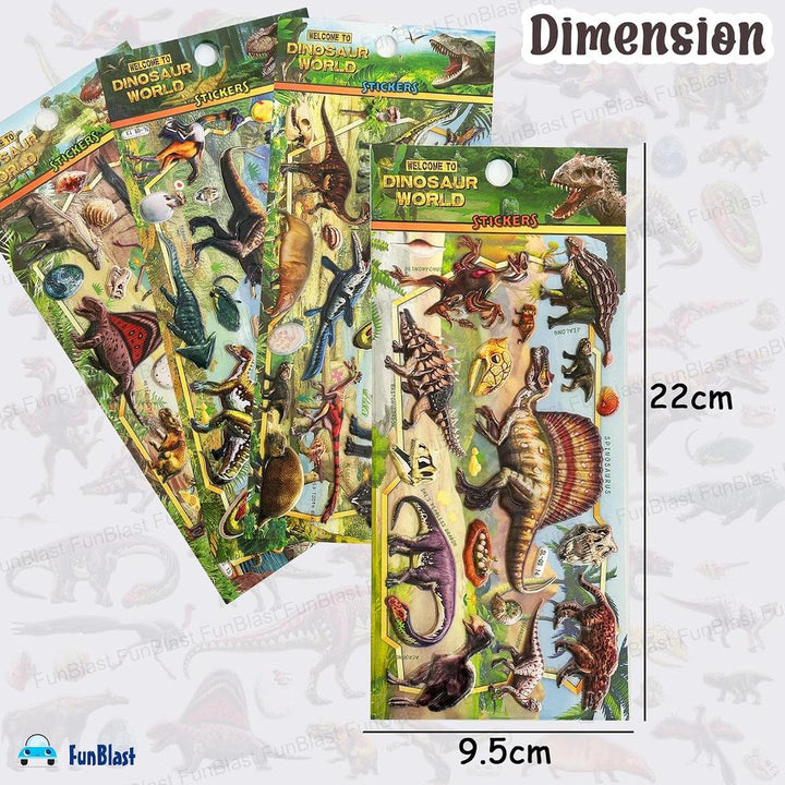 FunBlast Dinosaur Puffy Stickers for Kids | 3D Kawaii Foam Stickers for Boys & Girls | 80 Pieces