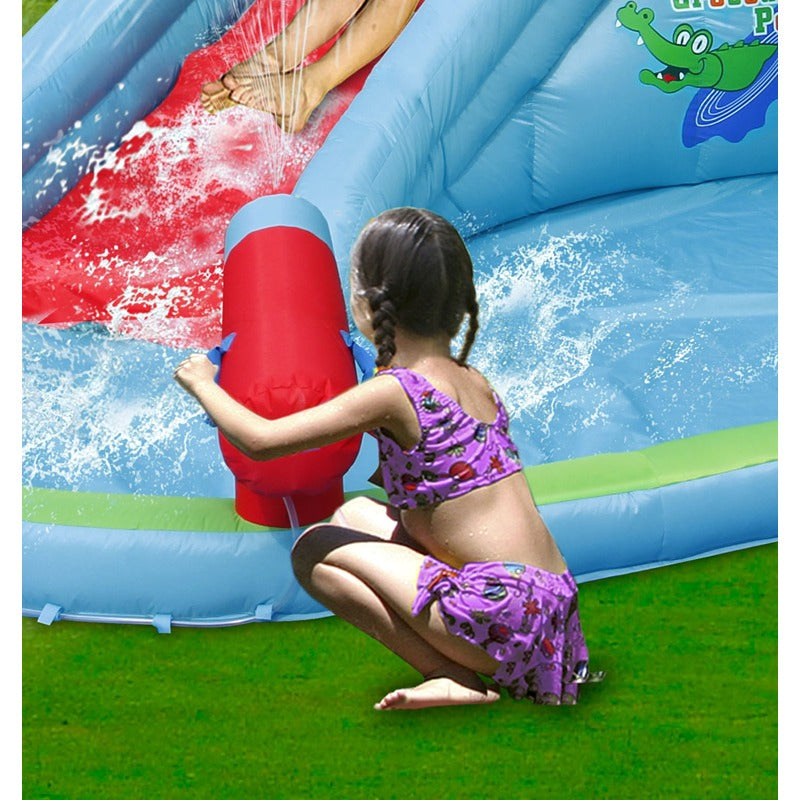 Crocodile Pool Water Slide with Climbing Wall and Splash Features | Weight- 20.03 Kg (3-10 Years) | COD Not Available