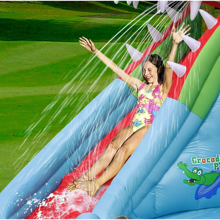 Crocodile Pool Water Slide with Climbing Wall and Splash Features | Weight- 20.03 Kg (3-10 Years) | COD Not Available