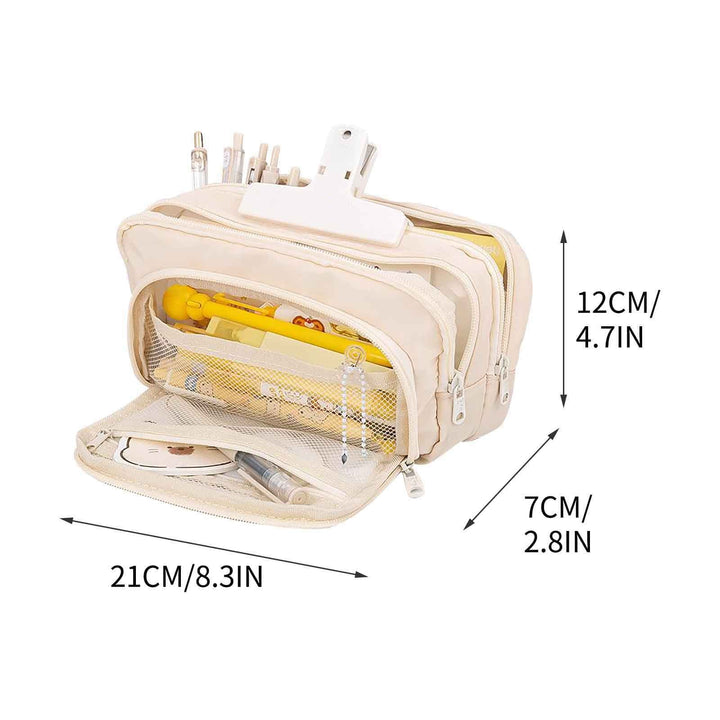 FunBlast Canvas Large Capacity Pencil Case - Double Zipper Portable Pencil Pouch