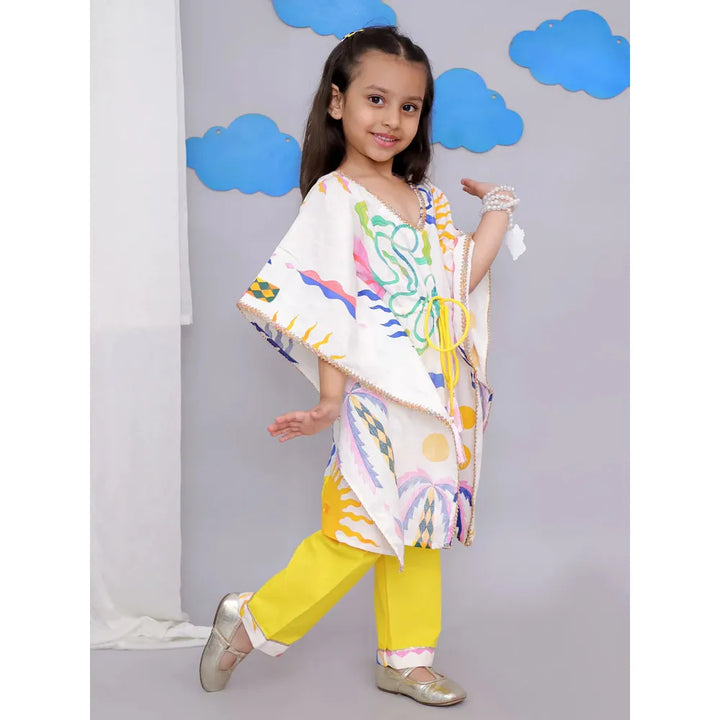 The Wishing Closet Yellow Sun Print Kaftan Kurta Set