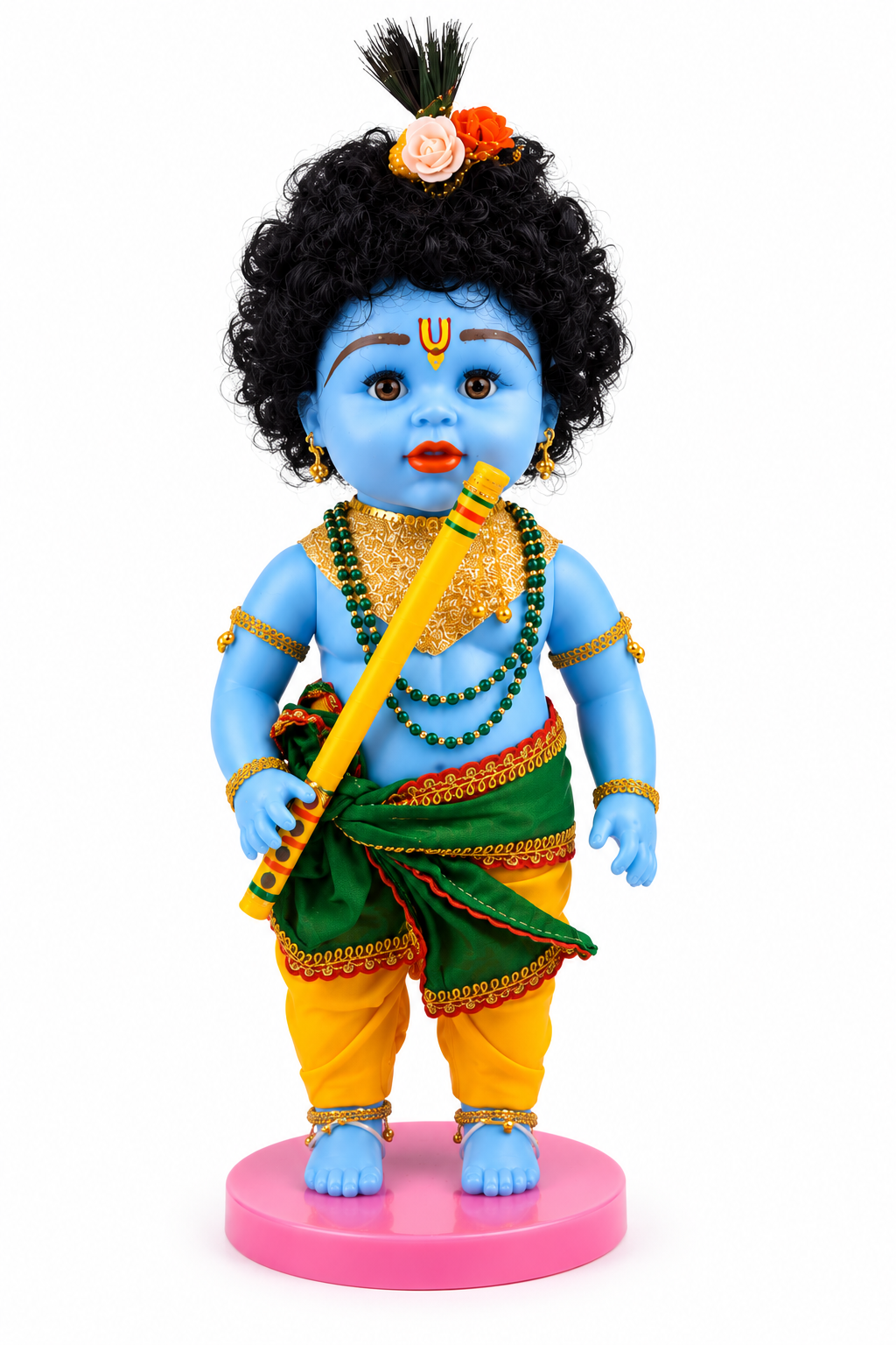 Speedage Bal Krishna Doll - Blue Skin Tone with Traditional Attirer Display Case