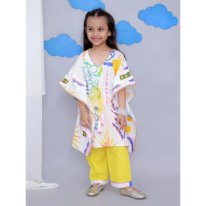 The Wishing Closet Yellow Sun Print Kaftan Kurta Set