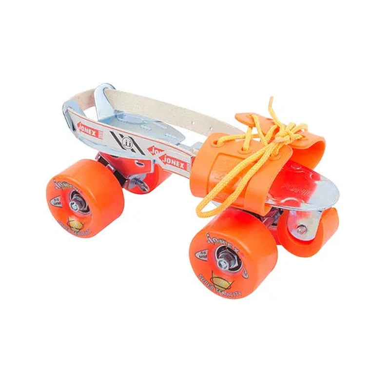 JJ Jonex Super Tenacity Orange with Brake Adjustable Quad Roller Skates | 6-15 Years