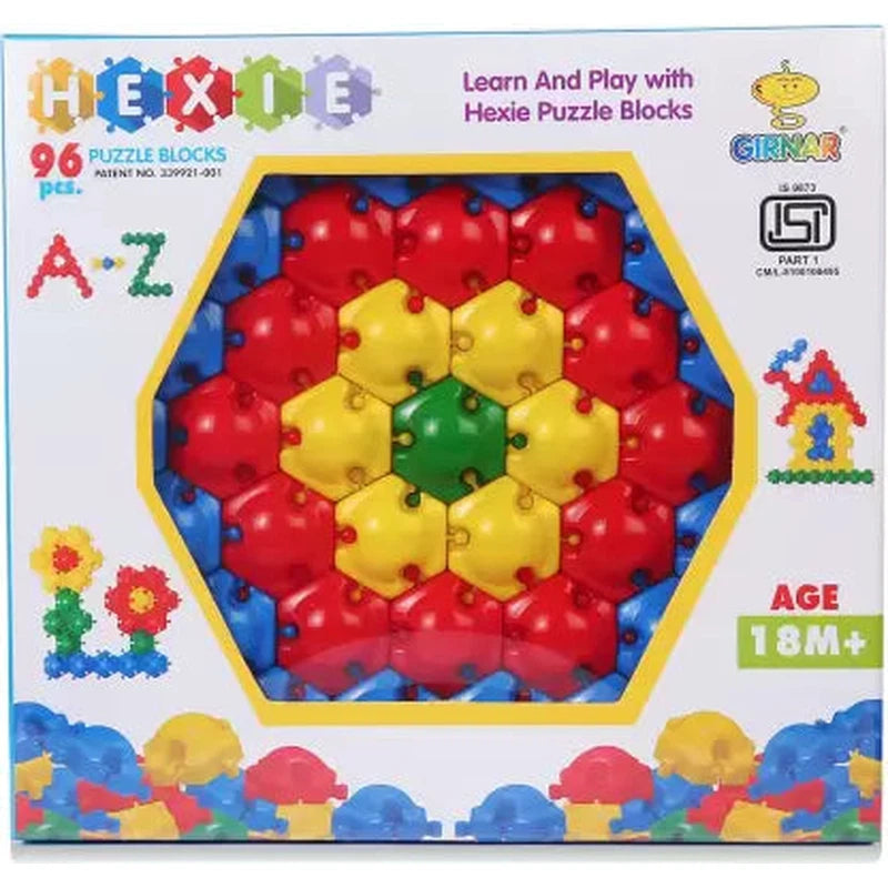 Hexie Puzzle Blocks Set- 96 Pieces (18 Months-5 Years)