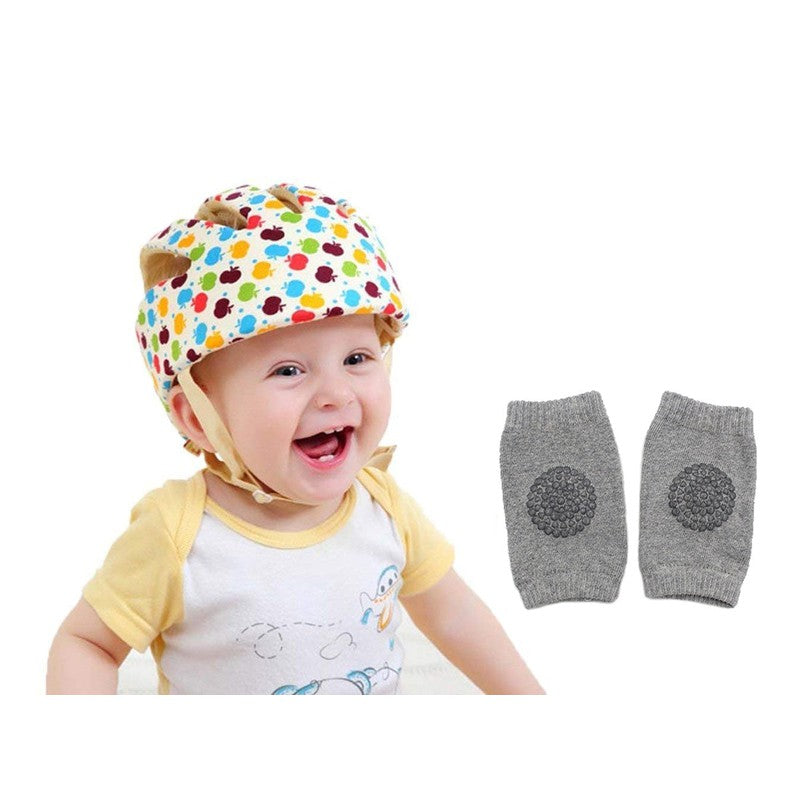 Safety Apple Print Helmet and Knee Pad Combo (Multicolour)