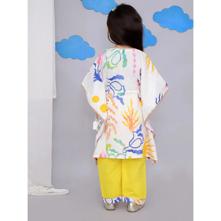 The Wishing Closet Yellow Sun Print Kaftan Kurta Set
