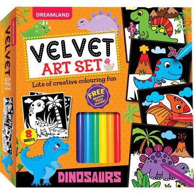 Dinosaurs - Velvet Art Set With 10 Free Sketch Pens