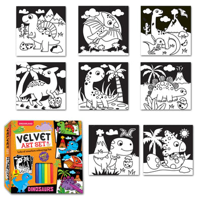 Dinosaurs - Velvet Art Set With 10 Free Sketch Pens