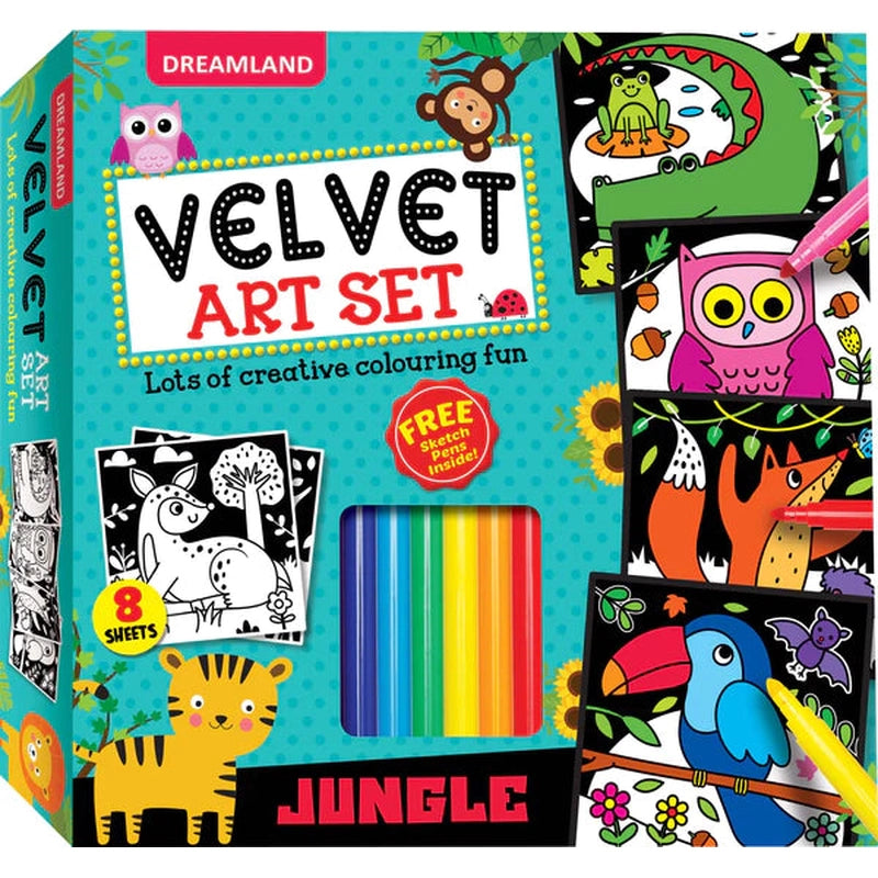 Jungle - Velvet Art Set With 10 Free Sketch Pens