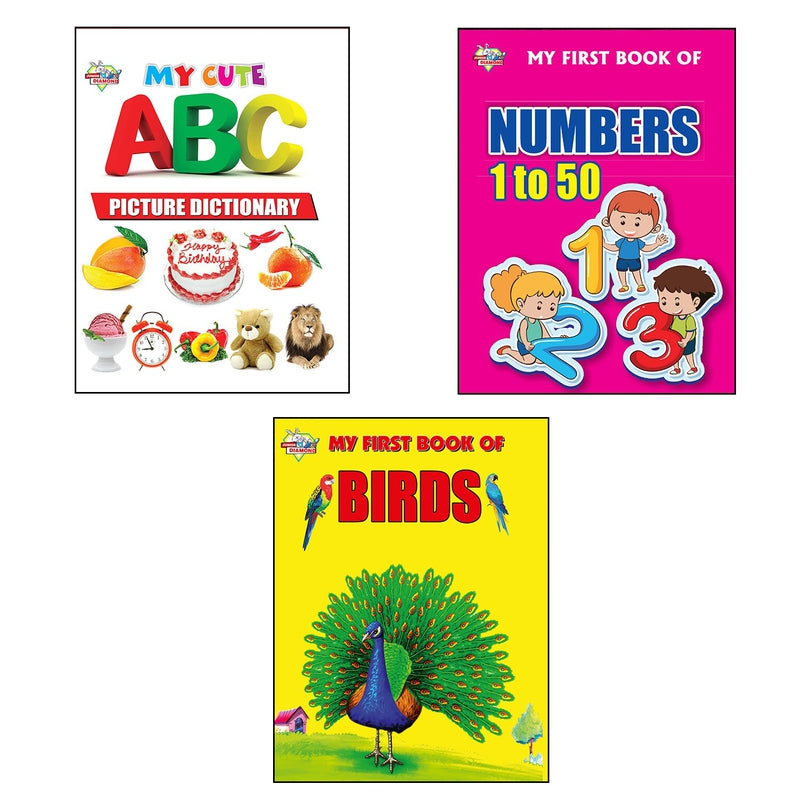 My First Picture Books (Set of 3 Books) | ABC Picture Dictionary | Numbers 1-50 | Birds