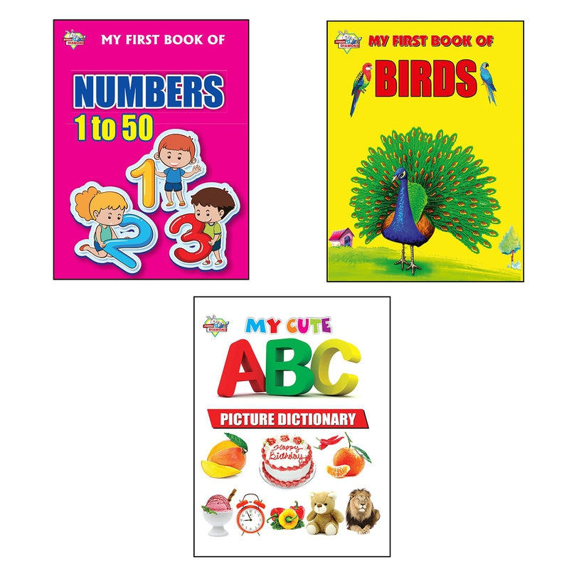My First Picture Books (Set of 3 Books) |Numbers 1-50 |Birds |ABC Picture Dictionary