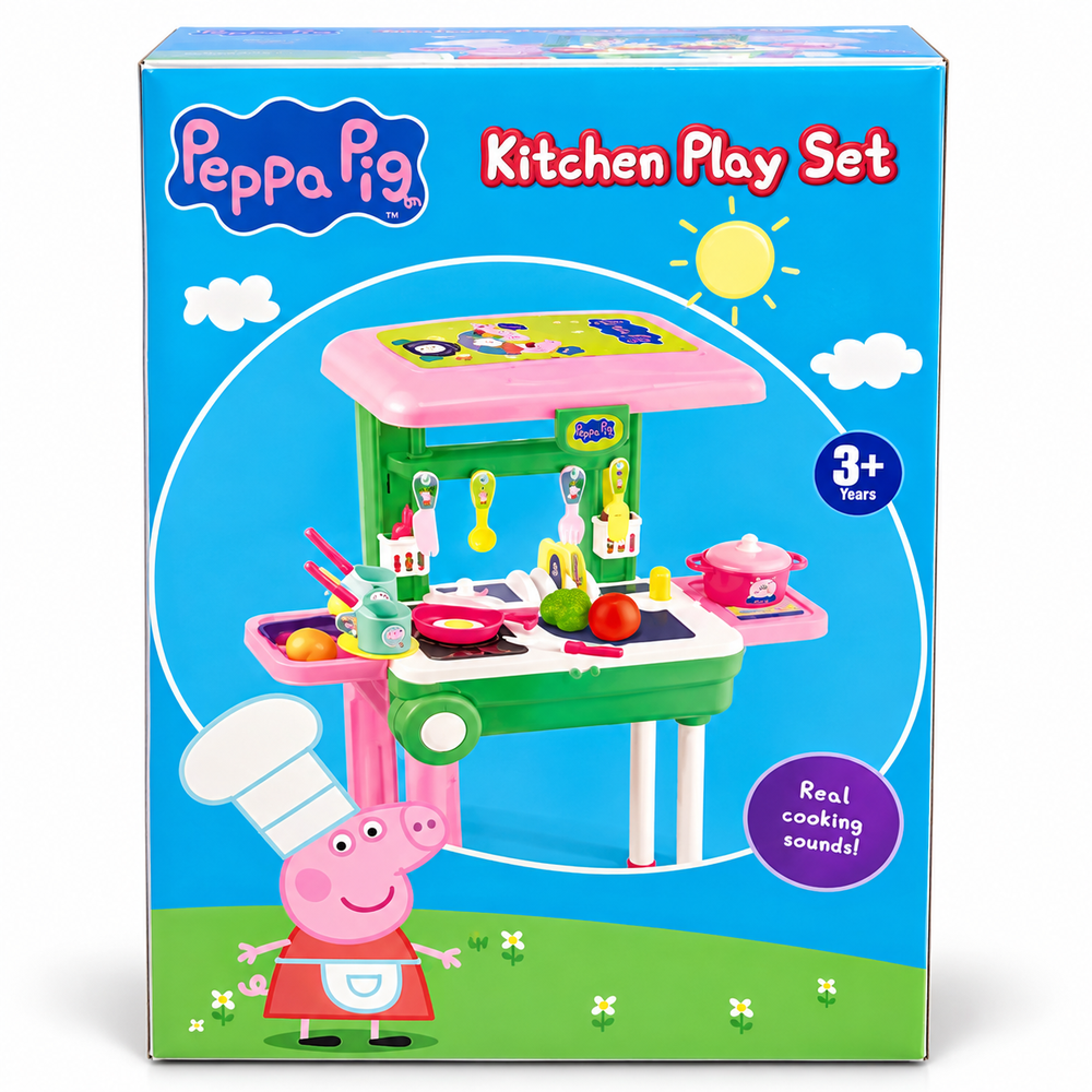 Cartoon Character Kitchen Play Set for Kids | Pretend Cooking Set with Utensils & Accessories | Realistic Cooking Sounds