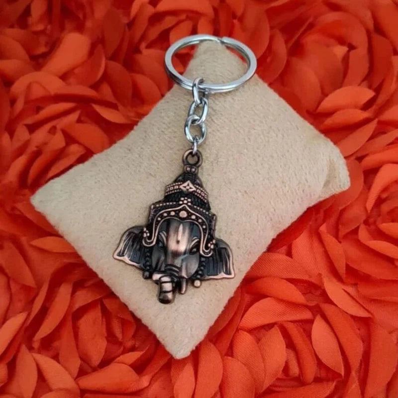 Ganapati Copper Zinc Metal Keychain and Keyring