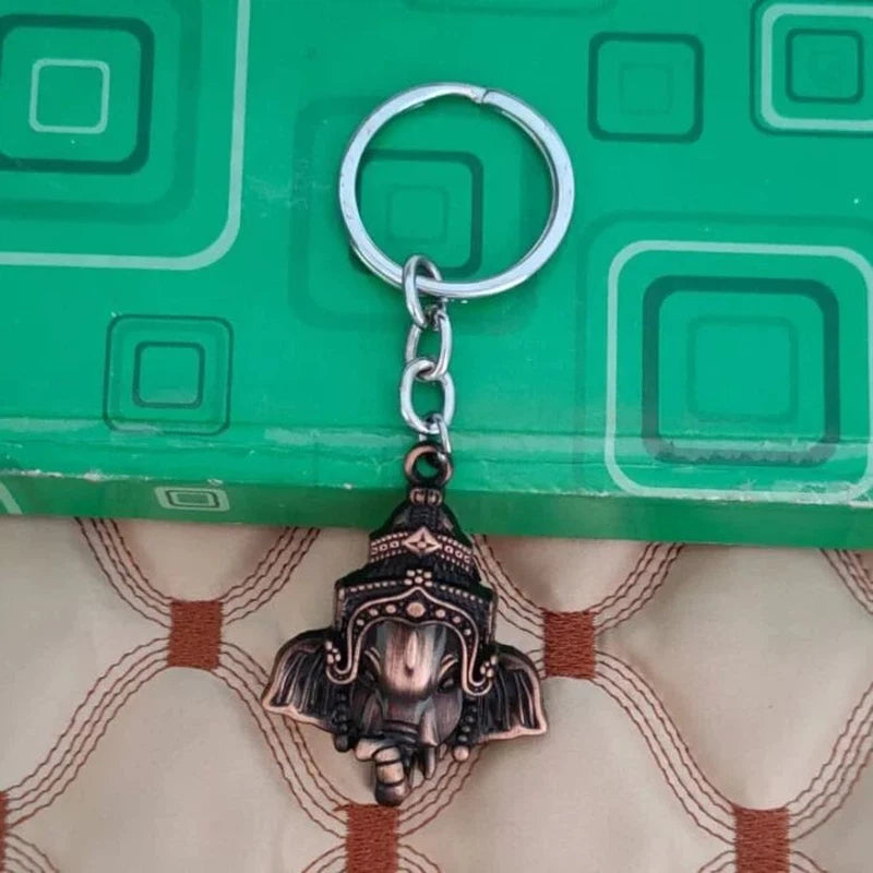 Ganapati Copper Zinc Metal Keychain and Keyring