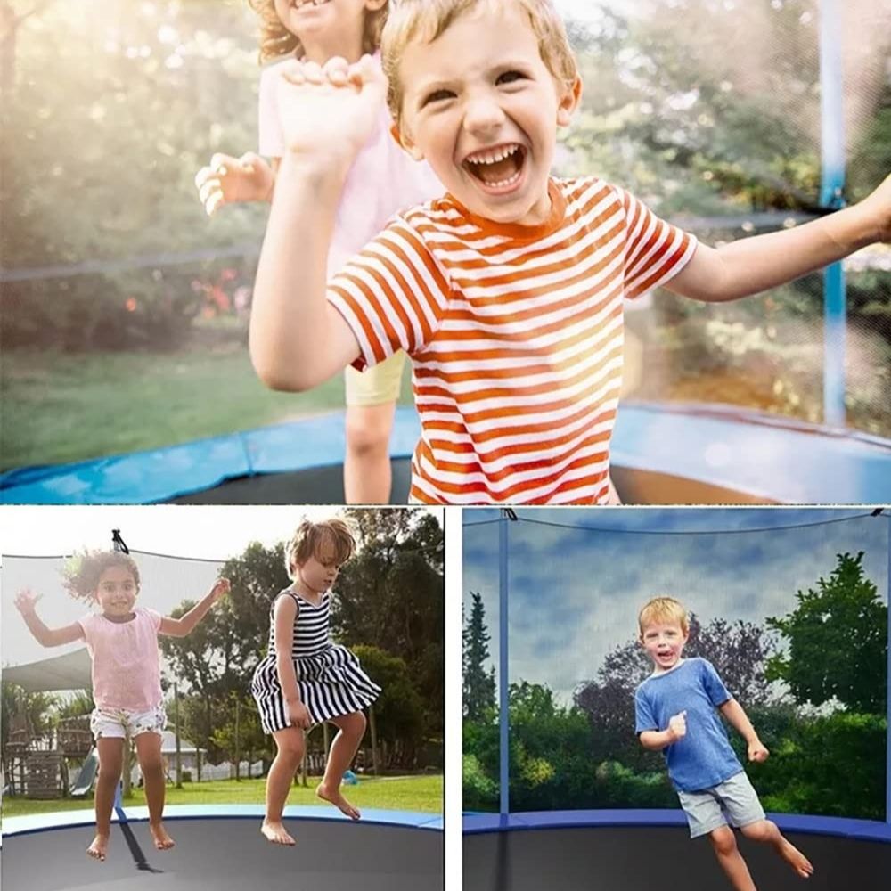 14 Feet Trampoline with Enclosure Safety Net & Jumping Pad (Rainbow Color Trampolines) - COD Not Available