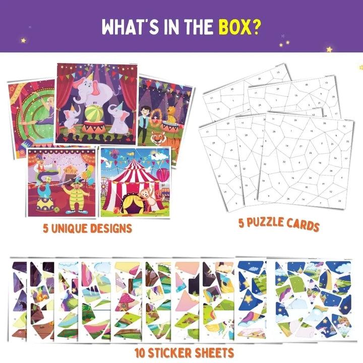 PepPlay Mosaic Sticker by Number - Circus Carnival Puzzle Kit | Boost Focus Through Sticker Art