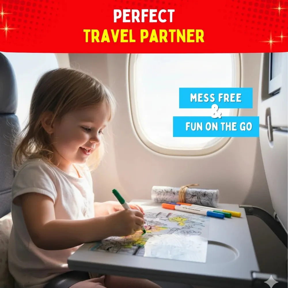 PepPlay Recolourables Colour & Wipe Placemats - Super Power | Reusable Wet-Erase Colouring