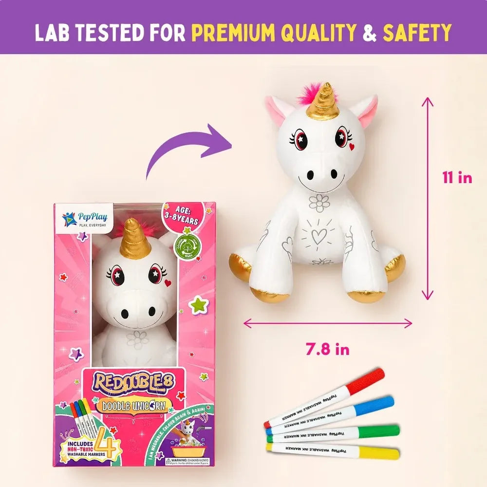 PepPlay Redoobles Doodle Unicorn | Wash, Colour & Reuse Fun