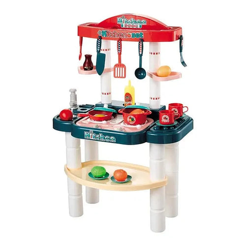 Kitchen Deluxe Pretend Play Set with Light & Sound | 36-Piece Kids Kitchen Toy with Manual Water Faucet
