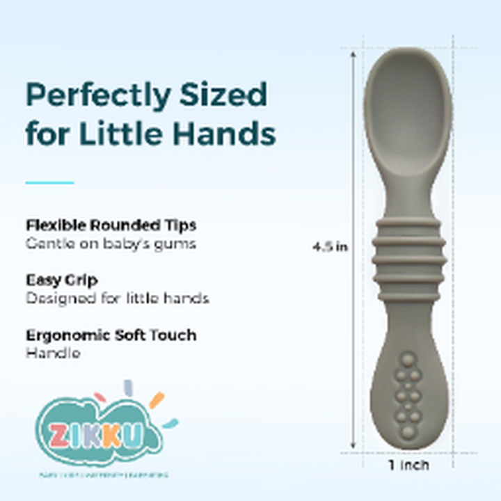 Zikku First Stage Self-Feeding Training Spoons - Blue