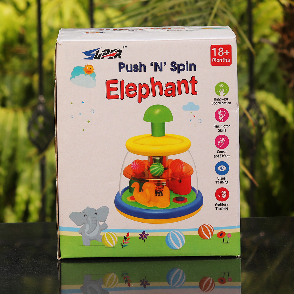 Push and Spin Elephant with Balls