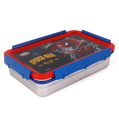 Original Licensed Disney Clip Up Insulated Inner Steel Lunch Box (Medium) - Spiderman