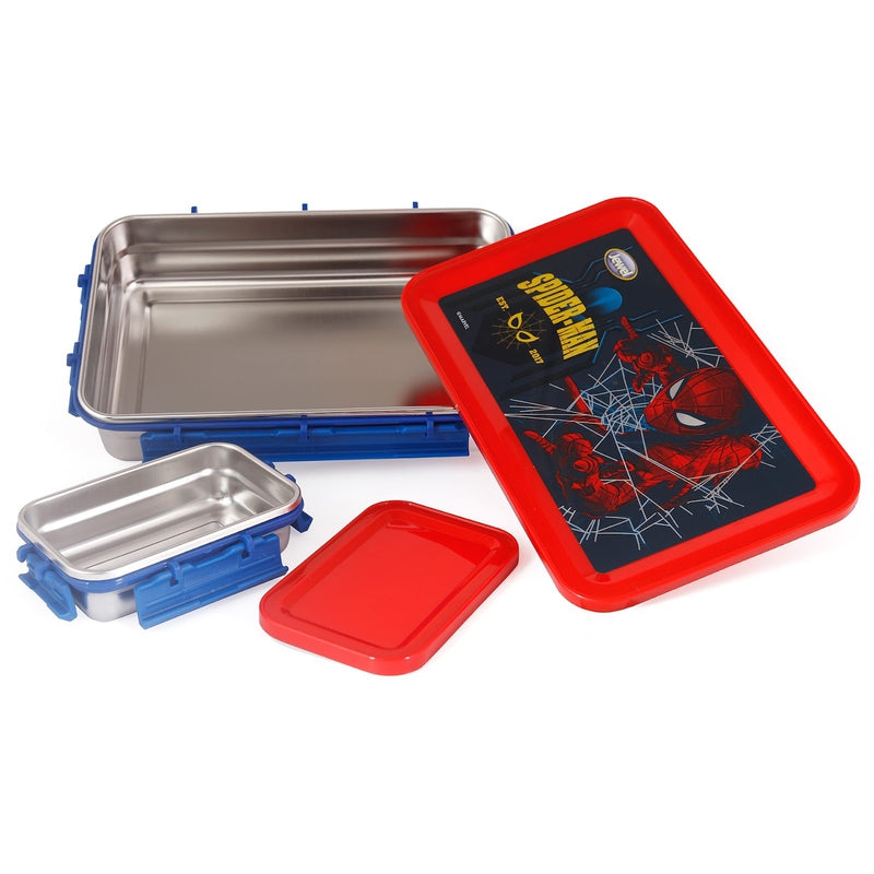 Original Licensed Disney Clip Up Insulated Inner Steel Lunch Box (Medium) - Spiderman
