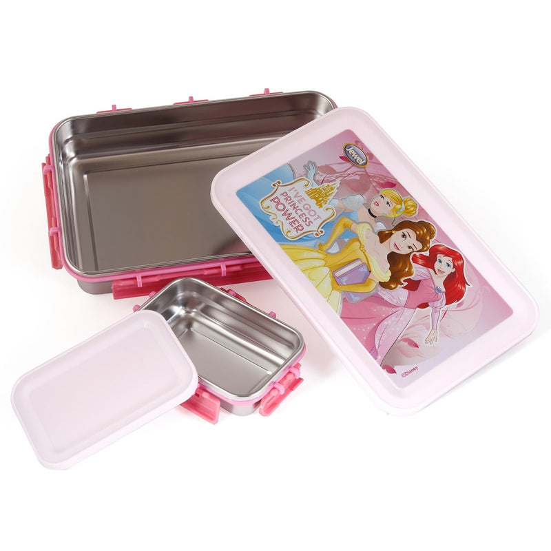 Original Licensed Disney Clip Up Insulated Inner Steel Lunch Box (Medium) - Disney Princess
