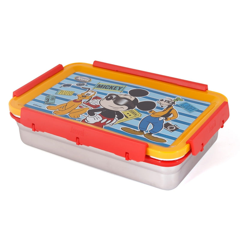 Original Licensed Disney Clip Up Insulated Inner Steel Lunch Box (Medium) - Mickie Mouse