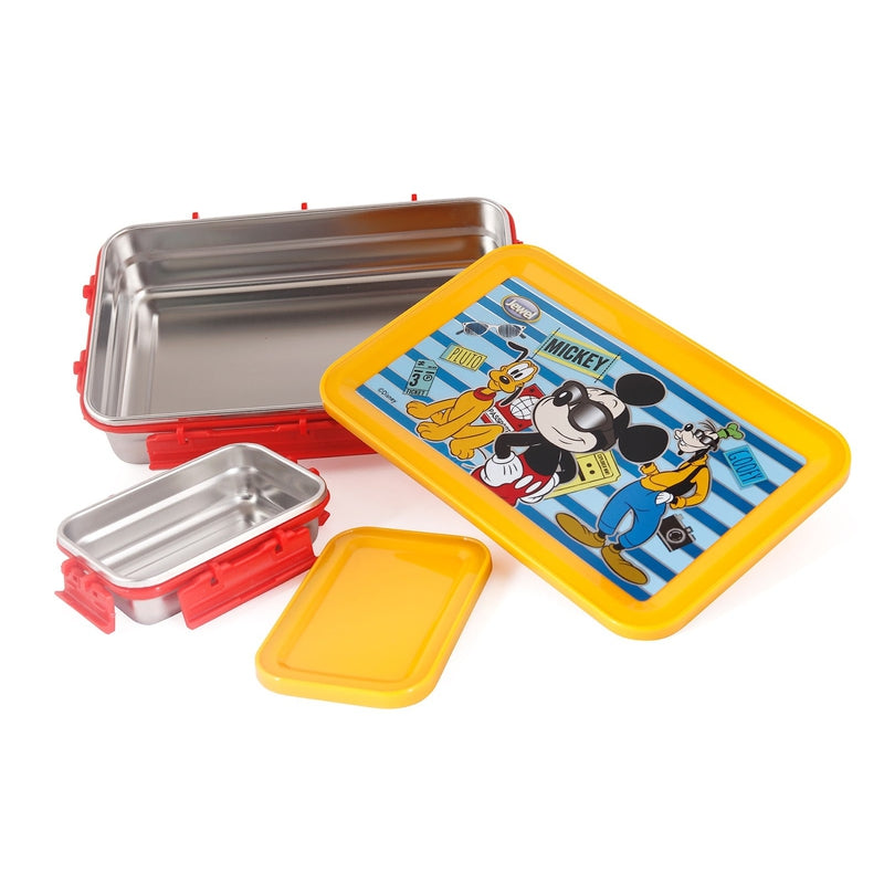 Original Licensed Disney Clip Up Insulated Inner Steel Lunch Box (Medium) - Mickie Mouse