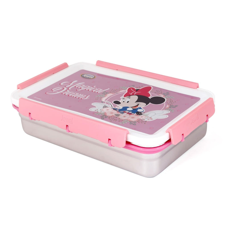 Original Licensed Disney Clip Up Insulated Inner Steel Lunch Box (Medium) - Minie Mouse