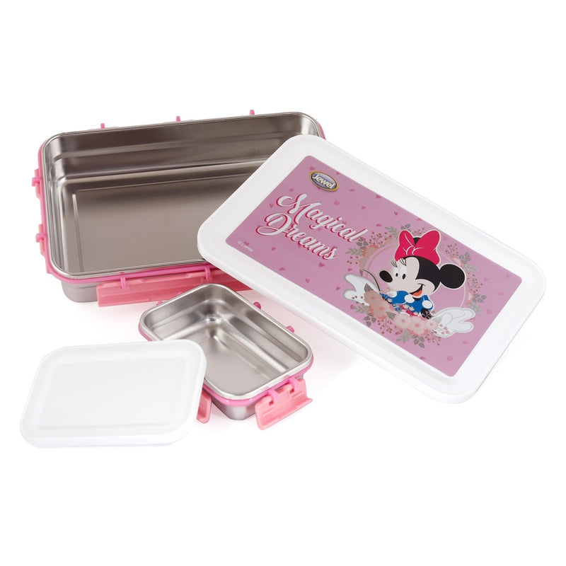 Original Licensed Disney Clip Up Insulated Inner Steel Lunch Box (Medium) - Minie Mouse